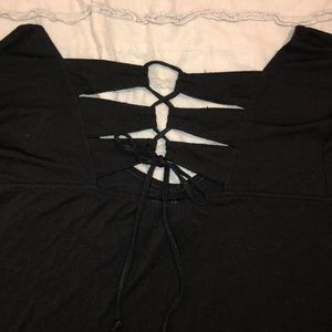 Cable & Gauge Dresses - Classic Black Criss Crossed Cutout Maxi Cable & Gauge Dresses - Classic Black Criss Crossed Cutout Maxi